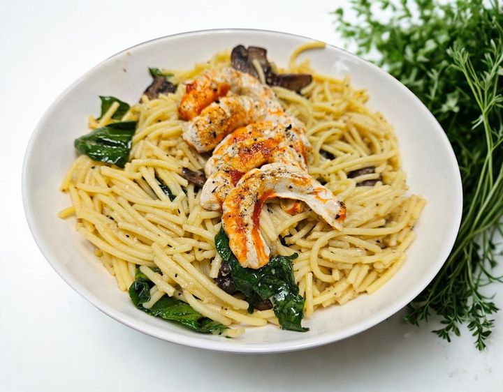 Roasted Garlic Shrimp Spaghetti